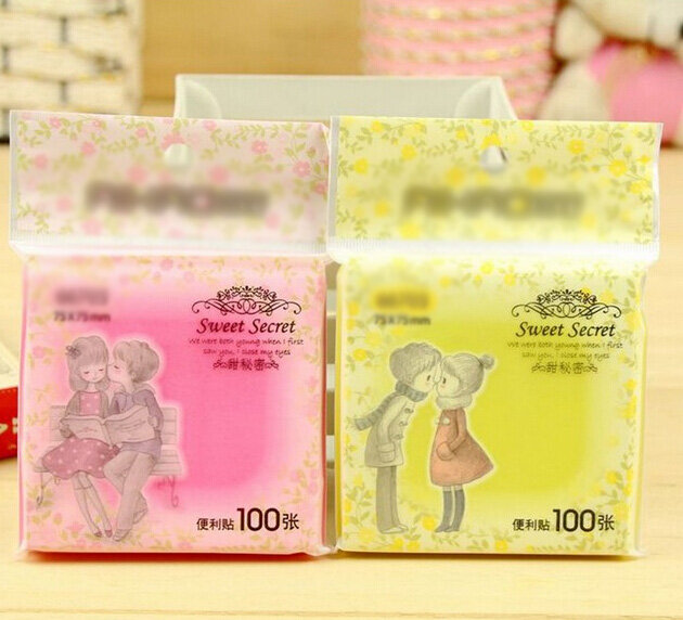 1 unidad/lote, Bloc de notas adhesivas con diseño de amantes dulces para la escuela, Bloc de notas de color caramelo, suministros de papelería (tt-4791)
