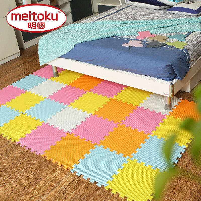 Meitoku-alfombra de espuma EVA para juegos de bebés, azulejos de ejercicio entrelazados para gatear, puzle de suelo para niños, cada 32x32cm