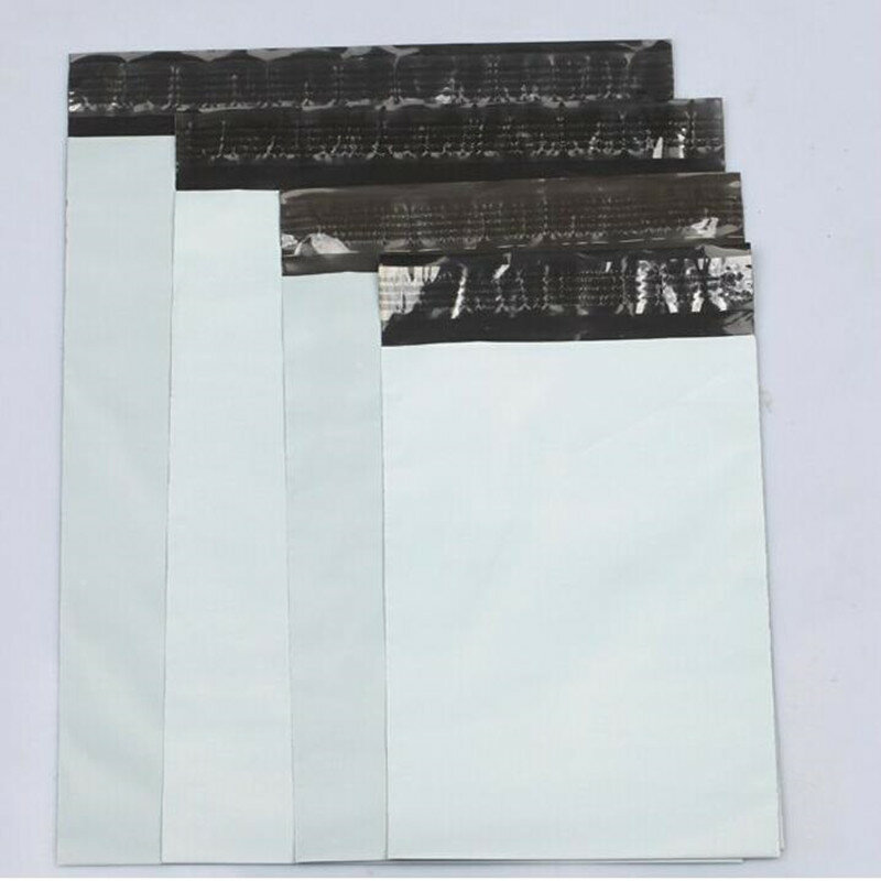 Bolsa de mensajería blanca con sello autoadhesivo, sobres de correo, de plástico, 10 unids/lote