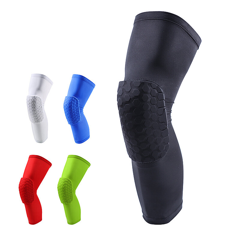 Joelheira de basquete, joelheira elástica de colmeia, suporte de compressão respirável, equipamento de proteção, patela de espuma, pernas, 1 peça