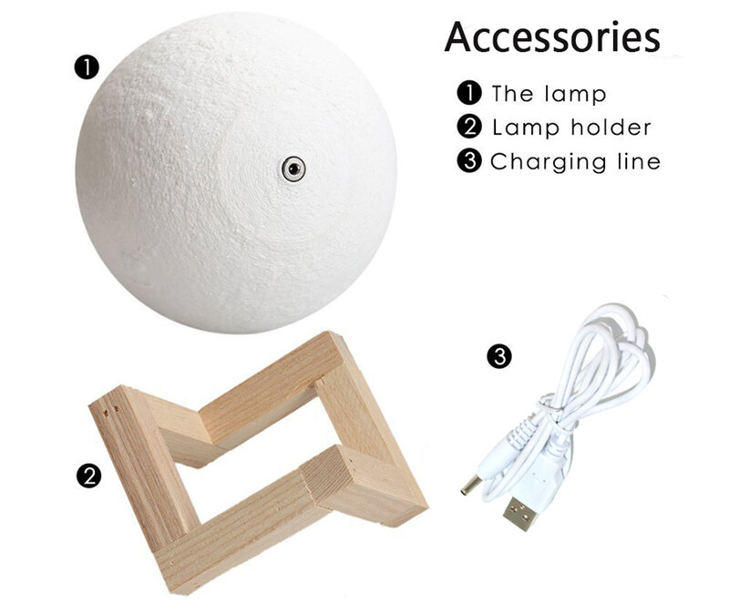 充電式ムーンランプ 2 16 色変更 3D ムーンライトタッチスイッチプリントランプムーン寝室本棚夜の光クリエイティブギフト