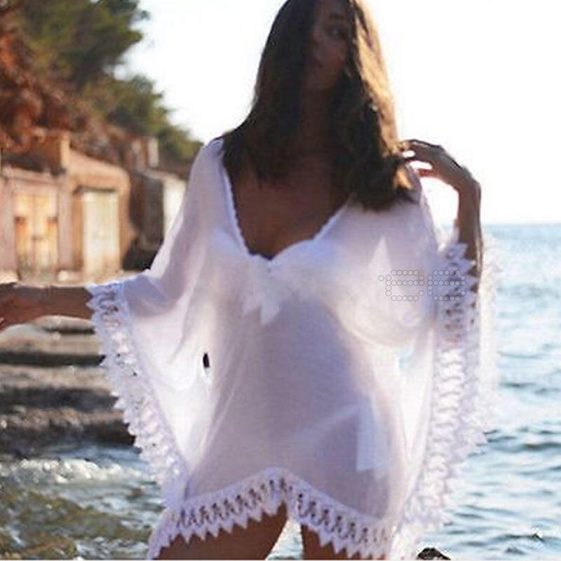 Frauen Spitze Häkeln Bikini Bademode Cover up Strand Kleid Sommer Badeanzug Neue