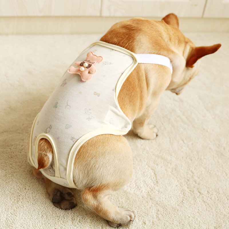 Słodkie zwierzątko spodnie fizjologiczne bielizna pies ubrania bawełna Puppy pieluchy pasek majtki kobiece majtki sanitarne szorty buldog mopsy