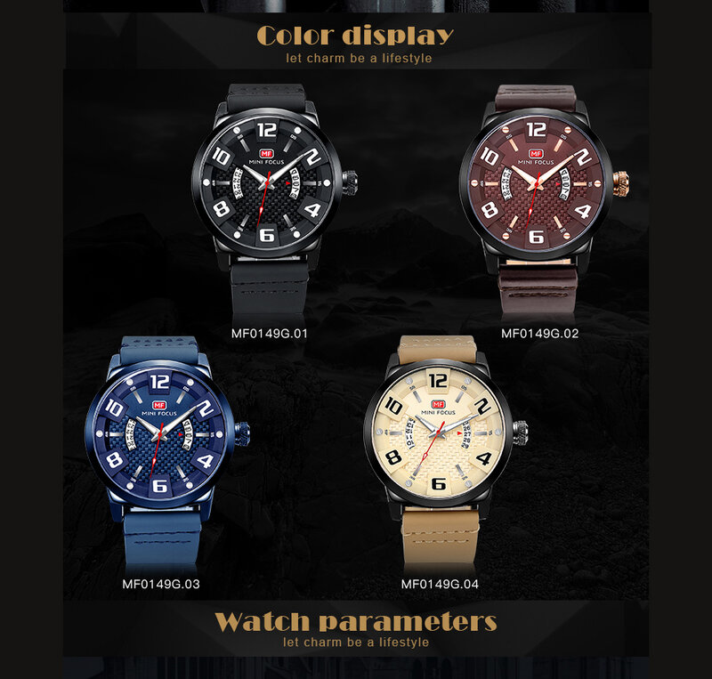 MINI FOCUS Brand Luxury Marine Quartz Man orologi da polso impermeabile 3D Watch for Men Original Bolt Design Calendar erkek kol saati