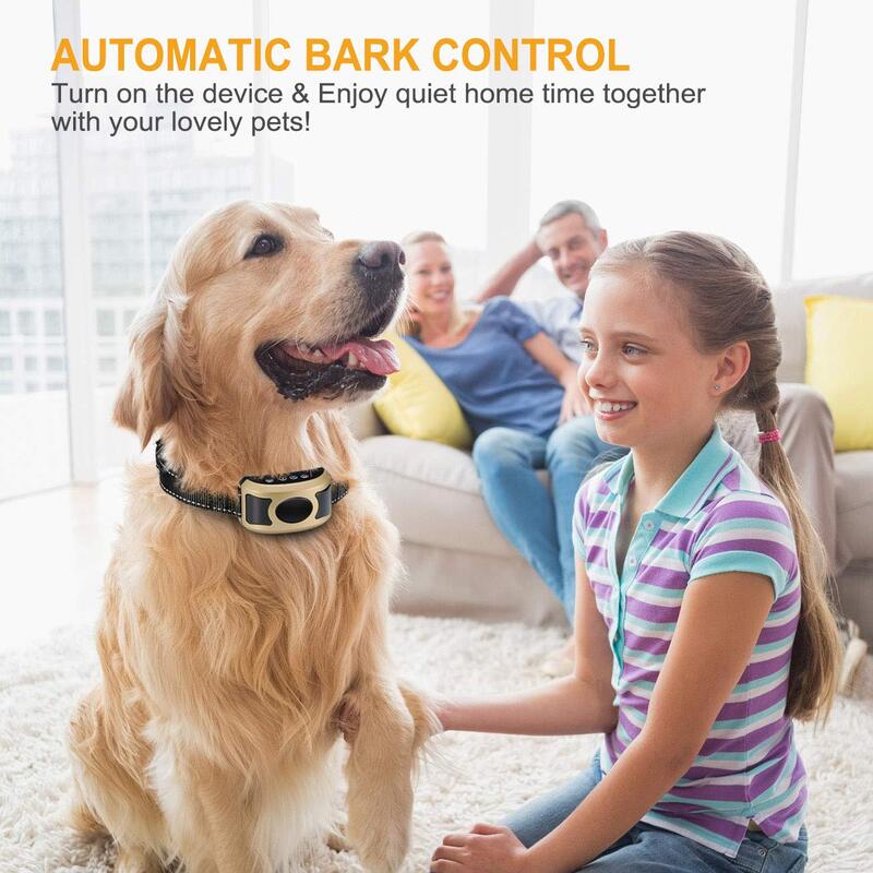 Breathing Light Dog Bark Collar with Beep Vibration Harmless Shock Large Medium and Small Dogs Dog Training Equipment De Shock