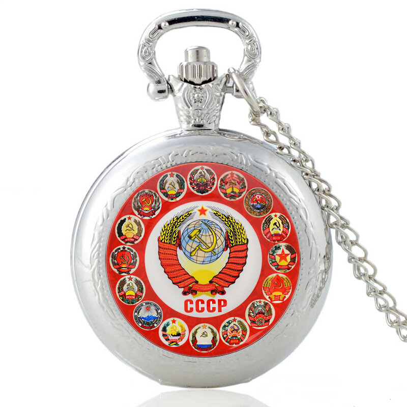 Antigo Preto repúblicas Soviéticas CCCP foice martelo Pingente De Colar Das Mulheres Dos Homens de Quartzo Relógio de Bolso Retro Relógios