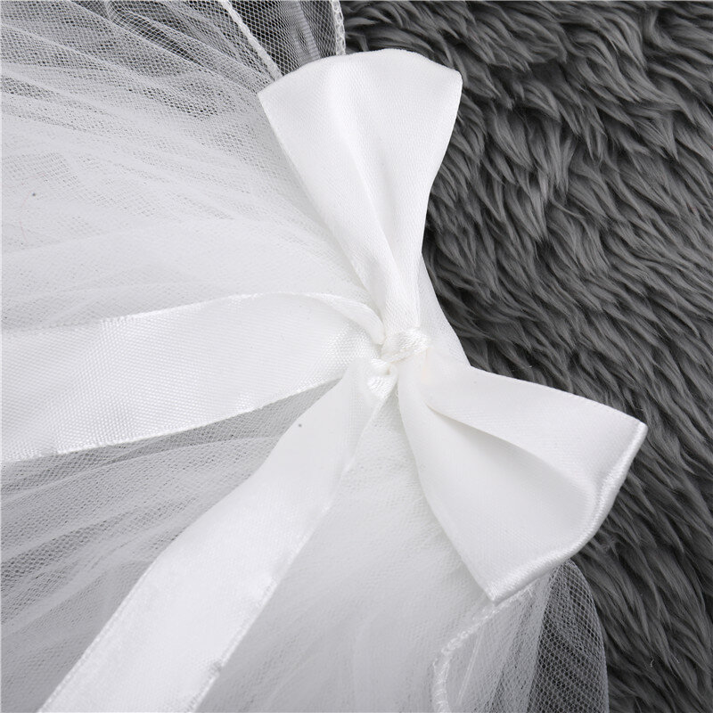 Elbow Length Short Bridal Veils With Comb Multi 4 Four layer Tulle Pearls Wedding Veils White Ivory Elegant Voile Mariage JVA006