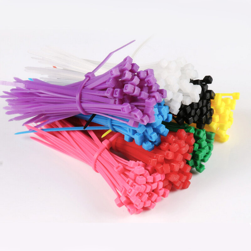 Attache de câble en plastique autobloquant, fermeture éclair, avec une couleur en Nylon, livraison gratuite, 100 pièces/sac 3x100mm