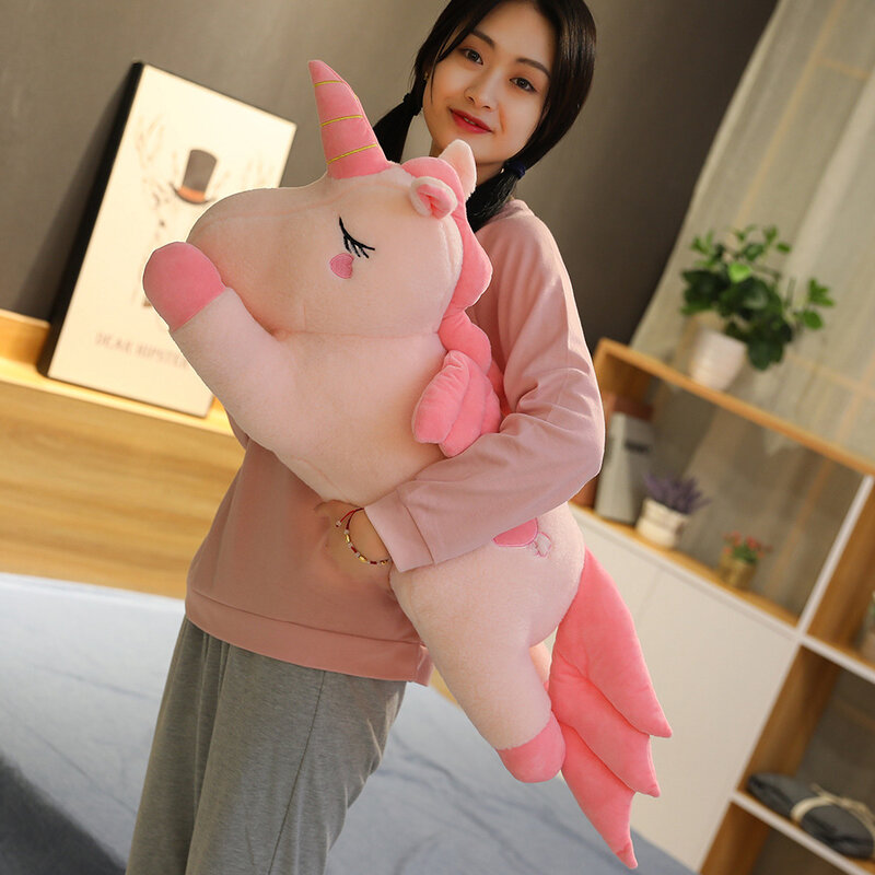 Boneka Unicorn Mainan Mewah Gadis Memegang Besar dengan Tidur Panjang Bantal Gadis Hadiah Boneka Lucu Lucu