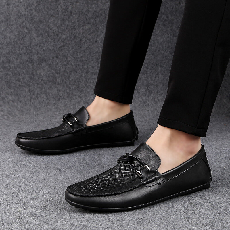 2019 Brand Men Shoes genuine leather Breathable Comfortable Men Loafers spring autumn Luxury Men's Flats Men Casual Shoes p4