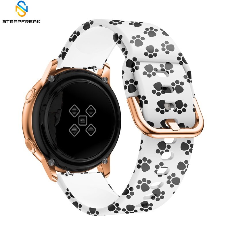 20mm pulseira de relógio esporte para samsung galaxy relógio ativo flor silicone impressão pulseira para samsung gear s2 huami amazfit