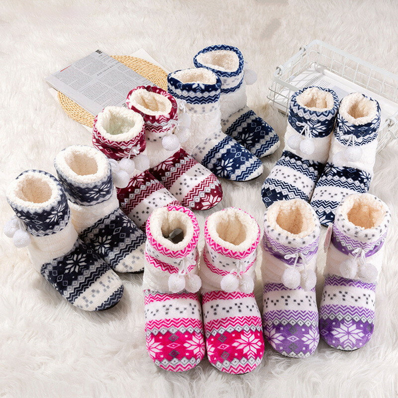 Suihyung-zapatos de interior de algodón para mujer, zapatillas cálidas de felpa, de terciopelo suave, sin cordones, para el hogar, Invierno