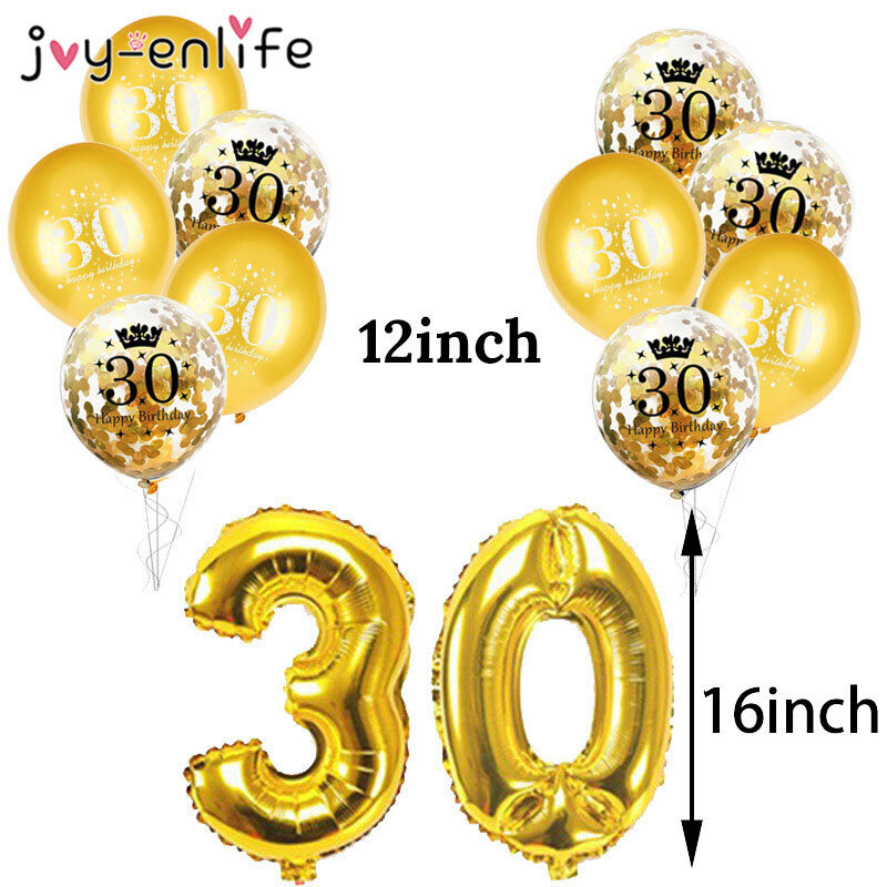 Decoración de fiesta de cumpleaños para adultos, pancarta de feliz  cumpleaños, número, Globos, 30, 40, 50