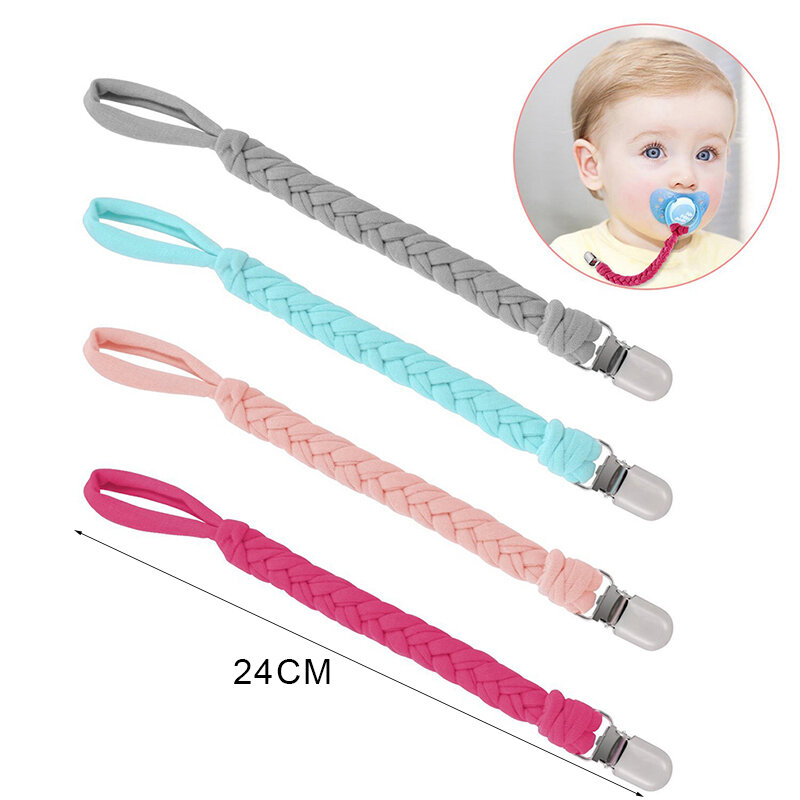 Clip de cadena para chupete de bebé, Clip trenzado para chupete, correa, soporte para pezón, cadena para chupete para alimentación infantil