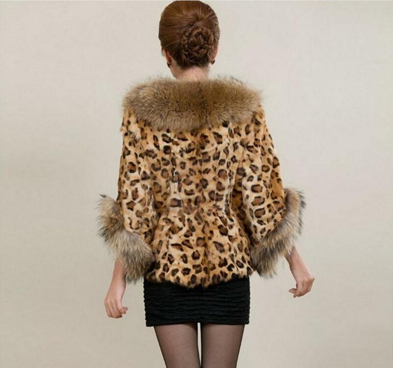 Chaqueta con cuello de piel sintética para mujer, abrigo corto con estampado de leopardo, talla grande, para invierno y otoño, K824