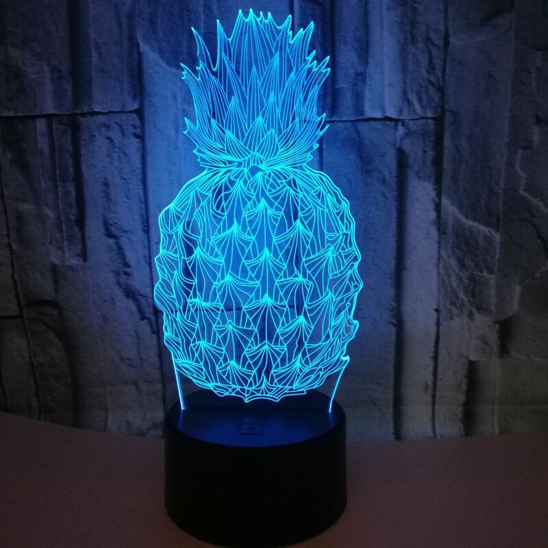 Ananas Fruit 3D Led Lamp Visuele Lamp Optische Illusie Kleurrijke Nachtlampje Voor Baby Slapen Slaapkamer Decoratie Kids Gift