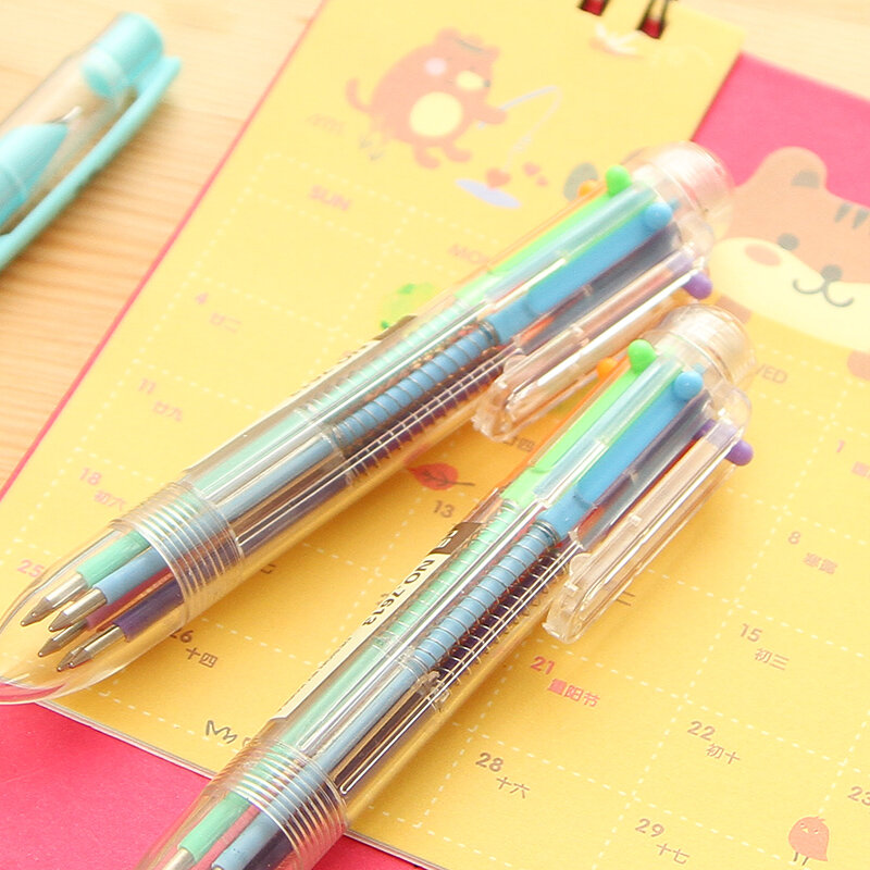 Neuheit Neuheit mehrfarbigen Kugelschreiber Multifunktion 6 in1 buntes Briefpapier kreative Schul material