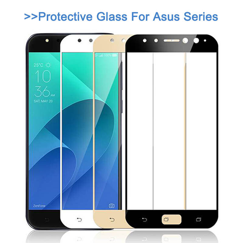 Protector de pantalla 9H para móvil, cubierta completa protectora de vidrio templado para 4 selfies en vivo, para Asus Zenfone 4 Max, ZC520KL, ZC554KL