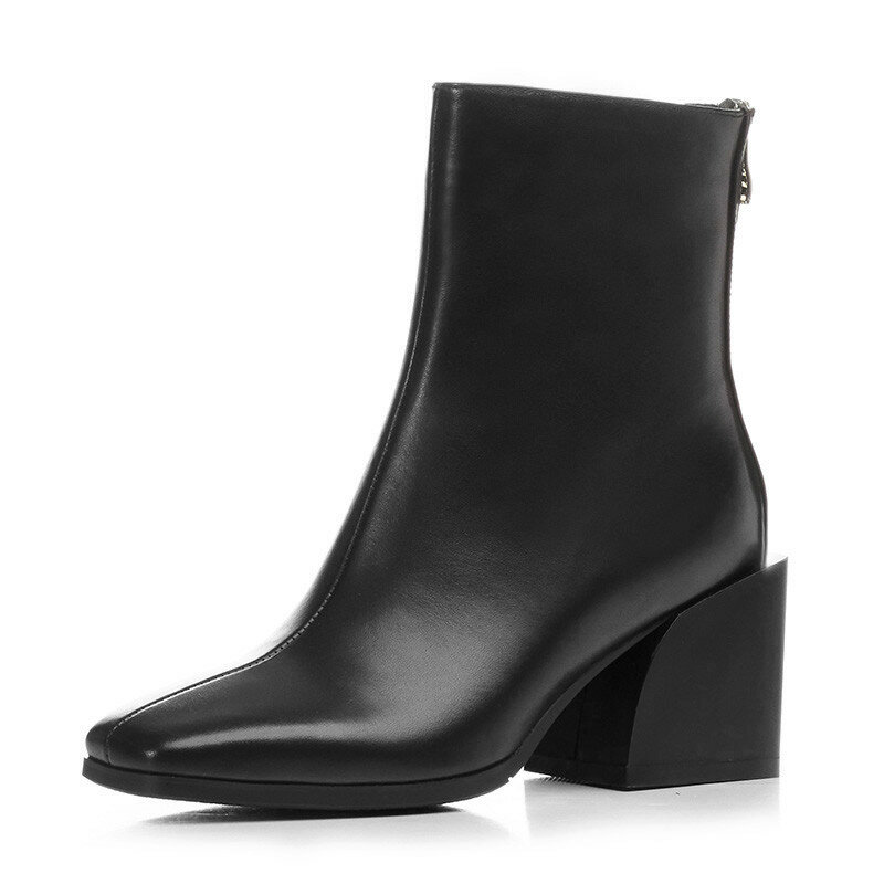 MORAZORA 2020 di alta qualità pieno genuino scarpe di cuoio delle donne della caviglia stivali zip tacchi quadrati Chelsea stivali pattini di vestito da modo donna