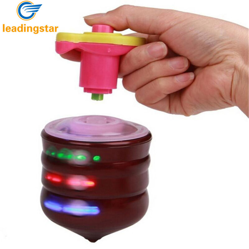RCtown เด็ก LED Light-Up เพลง Wood-Like Peg-Top Hand Spinner พลาสติก Flash Gyro ของขวัญของเล่นสำหรับเด็ก
