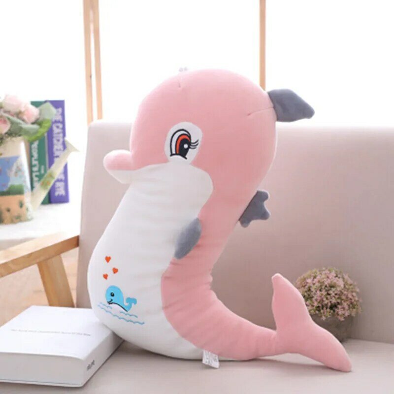 25-80cm Kawaii pluszowe delfiny-zabawki lalki wypchane poduszka bawełniana łagodna do snu poduszka kreatywne zabawki dla dzieci prezenty świąteczne