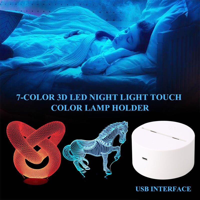 Base de lámpara táctil para luz nocturna 3D, portalámparas LED blanco/Negro, 7 colores, gran oferta, 5/10/20 Uds.