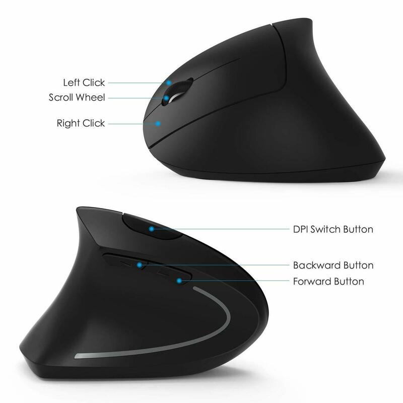CHYI Mouse verticale ergonomico 2.4G Wireless destro sinistro Mouse da gioco per Computer 6D USB Mouse ottico Gamer Mouse per PC portatile