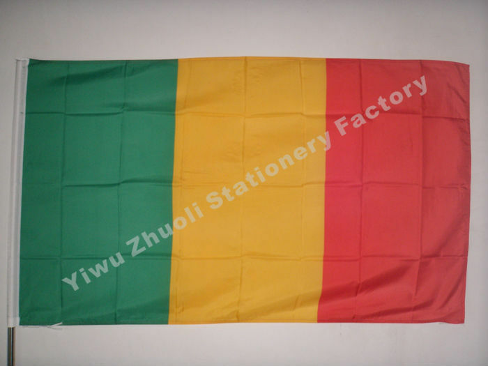 Mali Vlag 150X90 cm (3x5FT) 115g 100D Polyester Dubbel Gestikt Hoge Kwaliteit Gratis Verzending