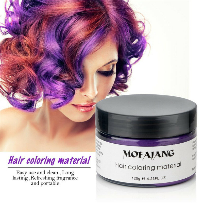 Mofajang-صبغة شعر للاستخدام مرة واحدة ، 7 ألوان ، معجون شمع للشعر للاستخدام مرة واحدة ، كريم الطين الأخضر الفضي