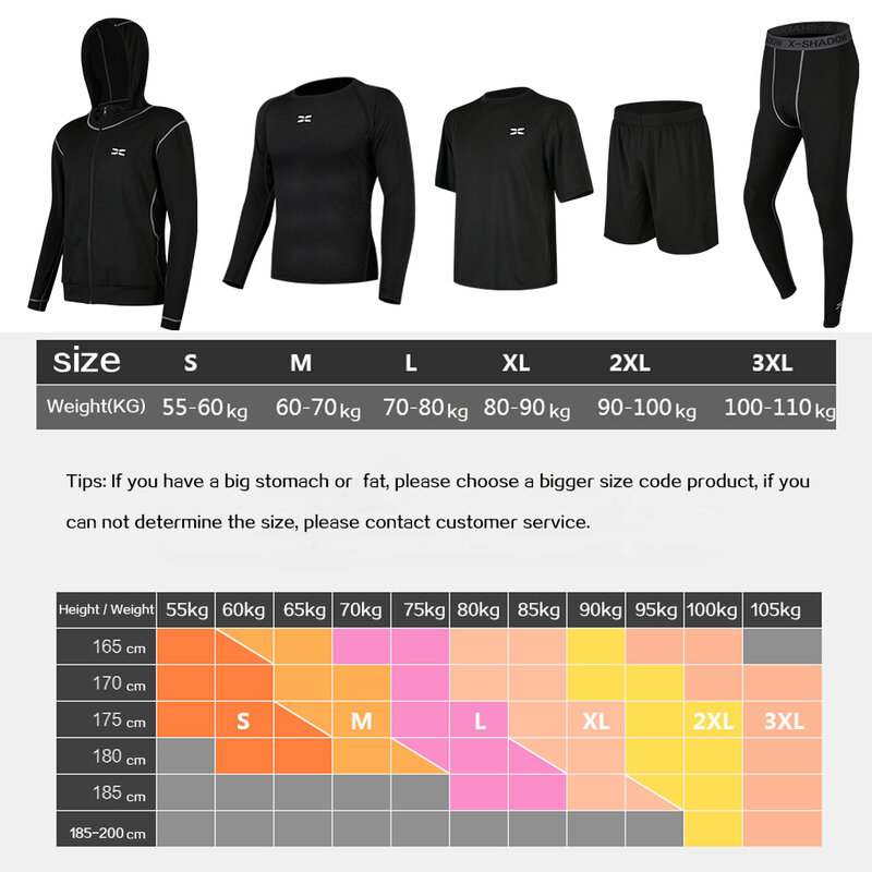 Worthing 5 sztuk/zestaw dres męski kompresja odzież sportowa dla mężczyzn siłownia odzież bieganie ćwiczenia treningowe