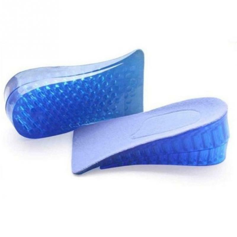 1 par de doble capa de plantillas de silicona cómodo Unisex de los hombres de las mujeres de Gel de silicona elevación, aumento de altura de plantillas de zapatos de tacón insertar Pad