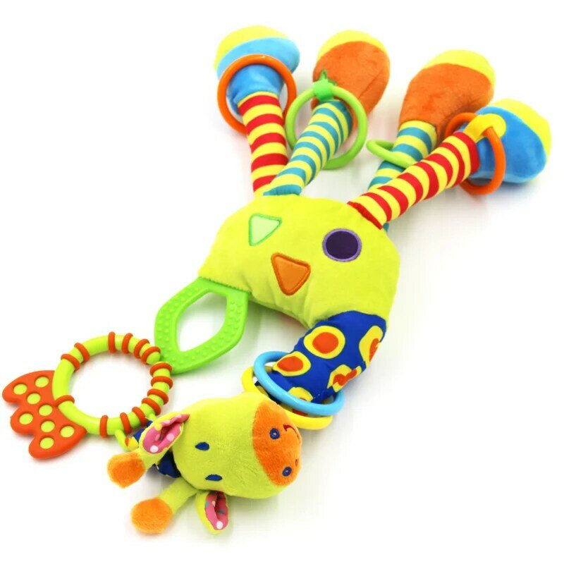 Nuovo arrivo morbido giraffa animale campanelli sonagli peluche infantile sviluppo del bambino maniglia giocattoli vendita calda con massaggiagengive giocattolo del bambino