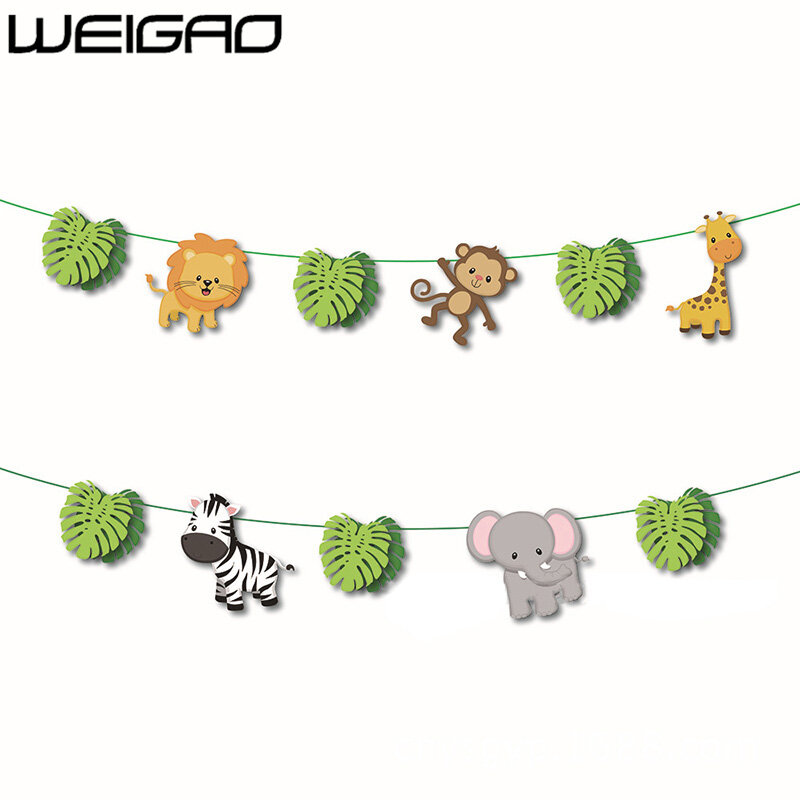 WEIGAO – guirlande de bannière pour fête d'anniversaire, ballons numériques avec nombres d'animaux, décoration pour premier anniversaire de bébé garçon, pour enfants