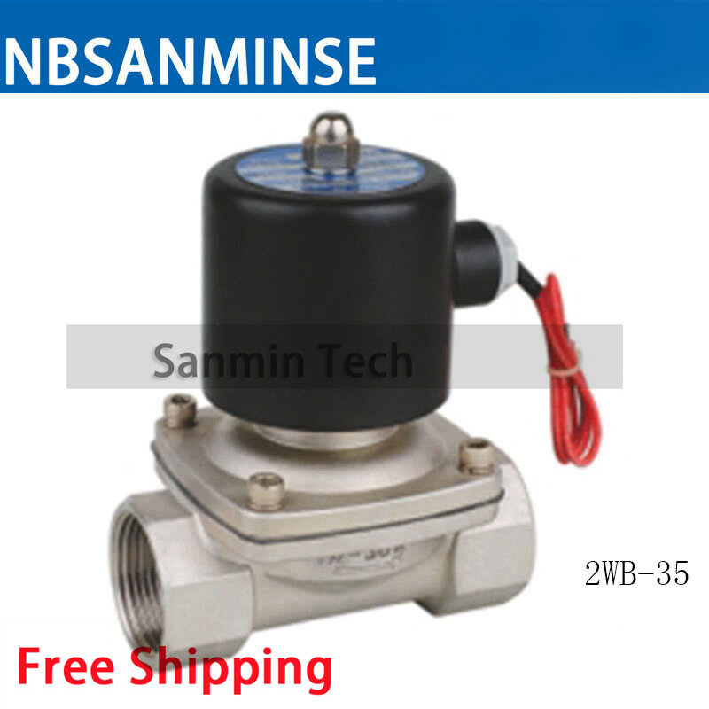 2WB-8 1-1/4 1-1/2 2 Solenoid Valve Stainless Steel Direct-acting Diaphragm Square Coil Solenoid Valve For Air water oil Sanmin