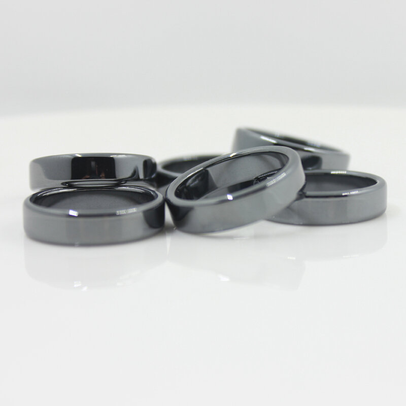 Mode-sieraden Grade Aaa Kwaliteit Glad 6 Mm Breedte Platte Hematiet Ringen (1 Stuk) HR1002