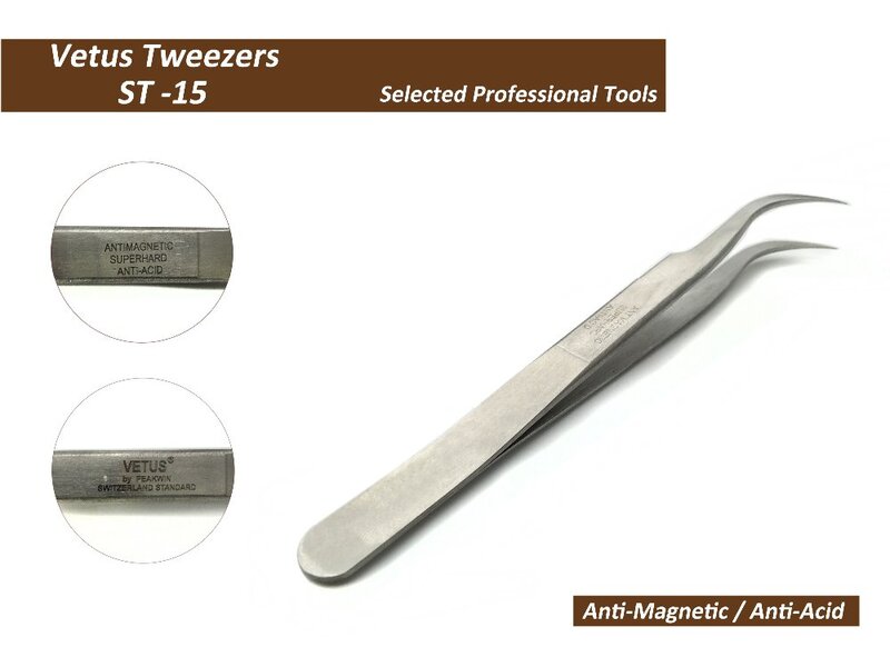 Vetus Tweezer ST-15 Fijne Gebogen Tip Hoge Kwaliteit Rvs Super Hard Anti-Magnetische En Anti-Zuur Precisie pincet
