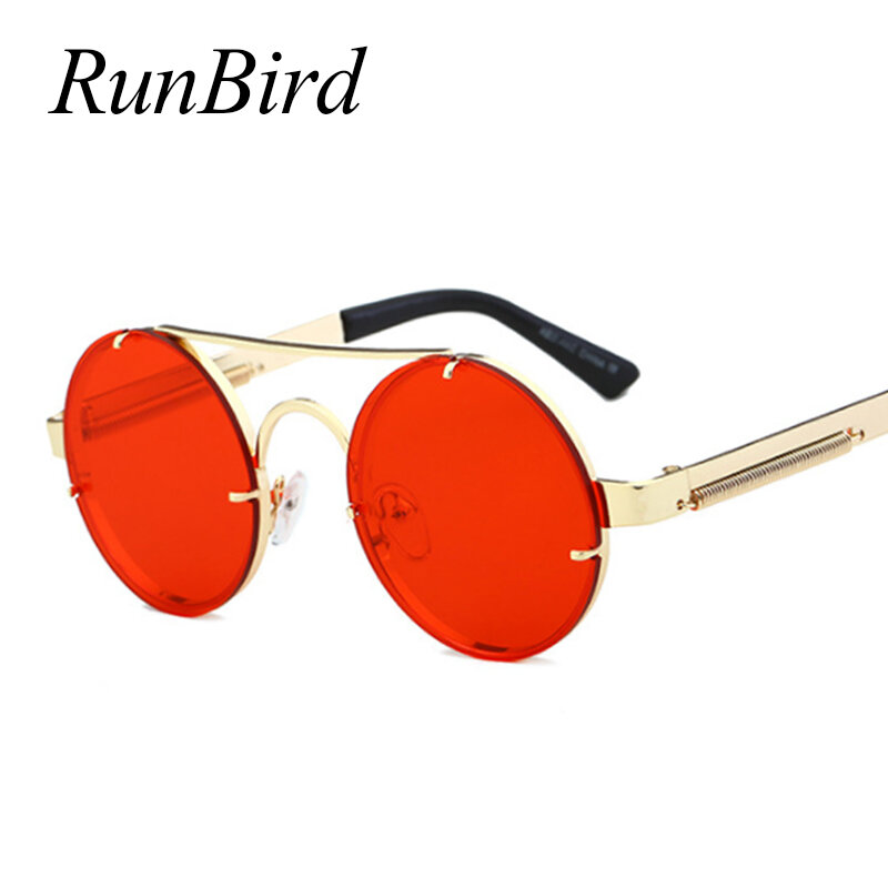 Diseñador Gafas de sol Retro gafas de sol redondas rojas ymujer 