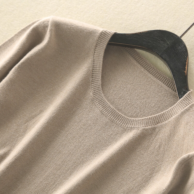 HZYRMY 2018 wiosna nowy damski kaszmirowy sweter O-Neck jednokolorowy krótki rękaw moda lato wełniany dzianinowy sweter miękka koszula