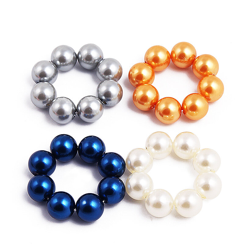 Elastic Adjustable Hair Rope Valentines Gift 1PC Pearl Beads 4Colors Handmade Big Imitation Pearl