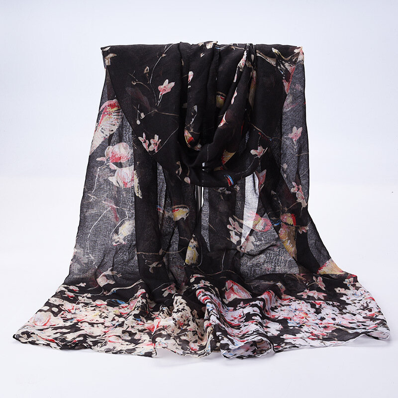 Écharpe en Voile de coton doux et fin pour femme, nouveau Design à la mode, imprimé d'oiseau Animal, châle, écharpe féminine, 2020