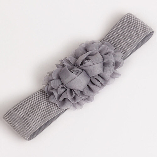 Cinturón elástico ancho para mujer y niña, faja de Color liso con flores, regalo