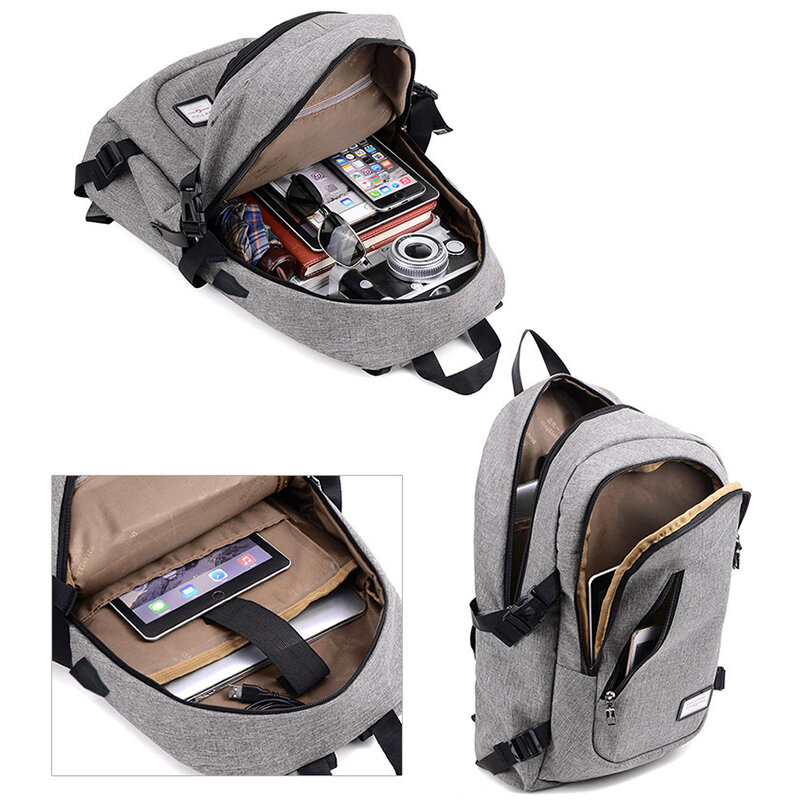 Мужской большой школьный рюкзак из полиэстера для подростков, 1 шт. (USB-интерфейс для зарядки)