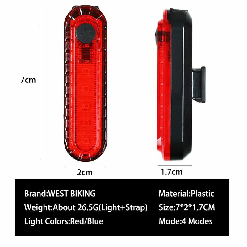 Feu arrière Led USB rechargeable imperméable pour vélo de cyclisme WEST BIKING phare arrière pour vélo de montagne voyant de sécurité