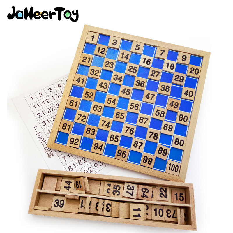 JaheerToy Montessoriของเล่นการศึกษา1-100ดิจิตอลคณิตศาสตร์ของเล่นไม้สำหรับเด็กคณิตศาสตร์ในช่วงต้นการเรี...