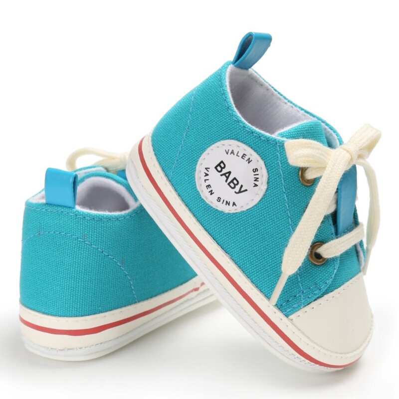 حذاء للأطفال 2019 حذاء رياضي للأطفال الرضع الأولى من القماش من Tollder برباط علوي حذاء رياضي بناتي للأطفال من Prewalker مقاس 0-18 شهرًا