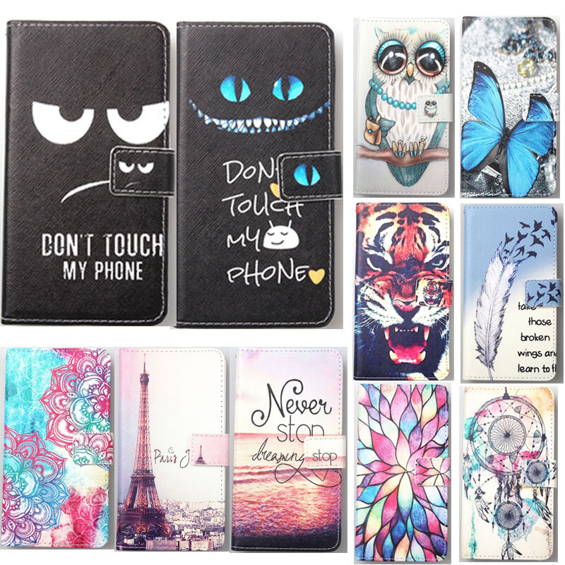 For Fly View Life Ace Compact 4G Jet Mega Play Photo Pro Power Plus 3 View Max PU Painted flip cover slot phone case