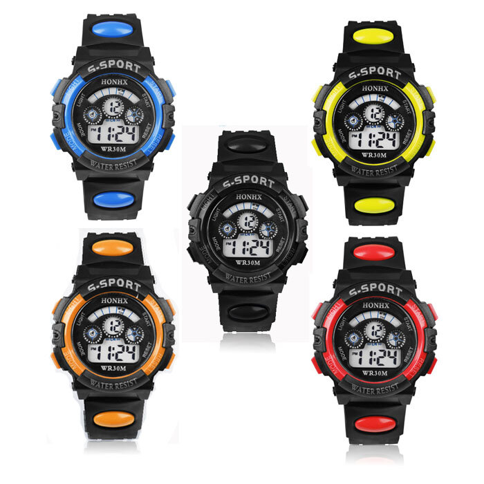 HONHX – montre-bracelet étanche pour enfants, montre-bracelet numérique LED, Quartz, alarme, Date, sport, cadeau