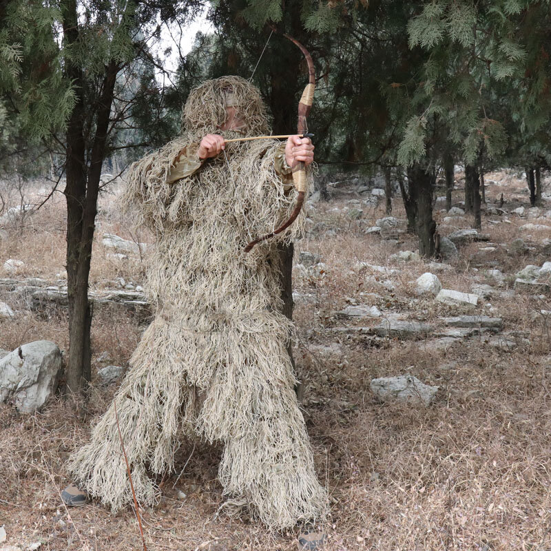 3D Camo del desierto traje Ghillie Yowie Snipe chaqueta pantalón la cubierta de la cubierta para Rifle de tiro ropa de caza hombres traje de