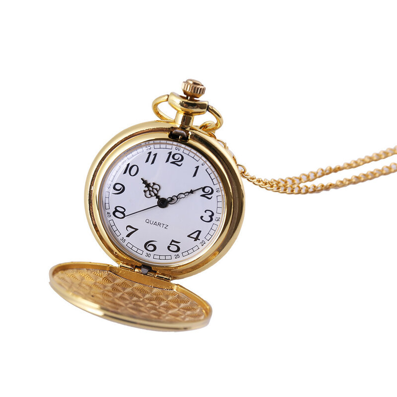 Relógio de bolso grande e clássico, dourado, moderno, quadra, estilo de bolso, colar masculino e feminino, presente de joias, q527, 2019