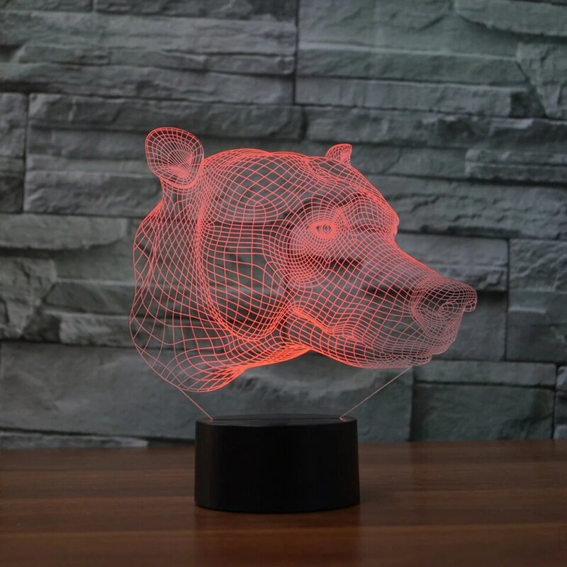 Luz LED nocturna 3D para niños, iluminación decorativa de animales, lámpara de mesa acrílica con cambio de 7 colores para decoración del hogar, juguetes de regalo